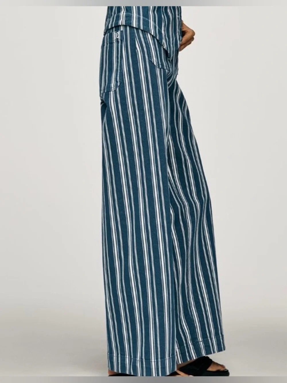 Anthropologie Colette Striped Wide-Leg Full-Length Pants Size 28P NWT - Picture 2 of 14